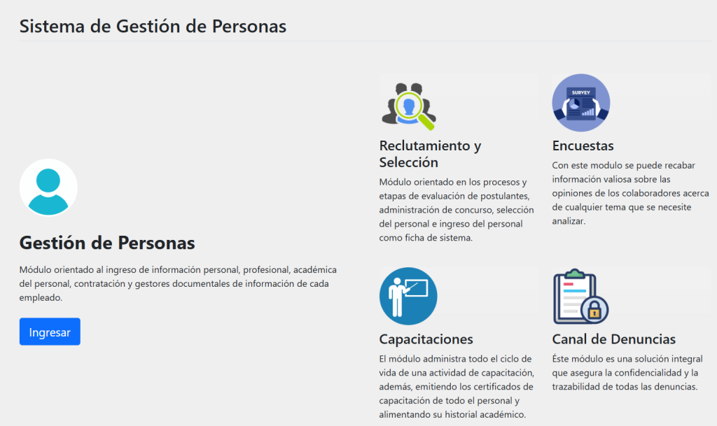 Captura referencial del sistema de gestión de personas